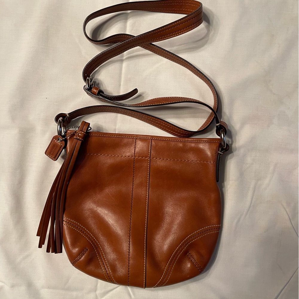Coach small tan crossbody bag